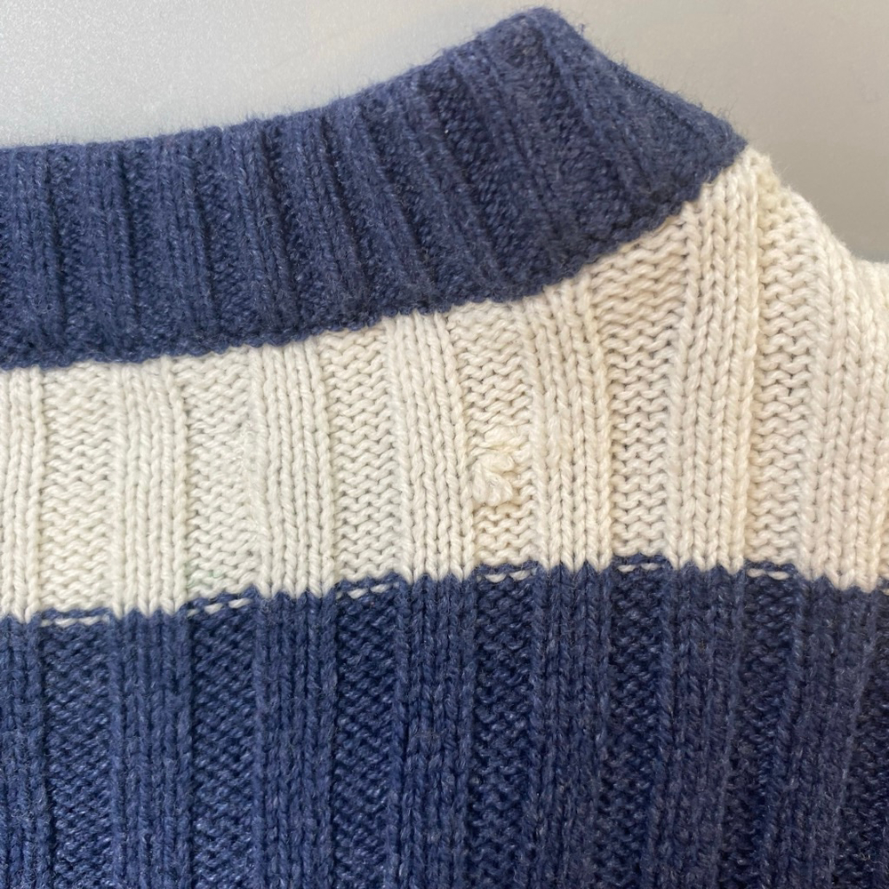 American Eagle Cardigan Womens XS Navy White Stripe Ribbed Crop Nautical Indie - Picture 12 of 12